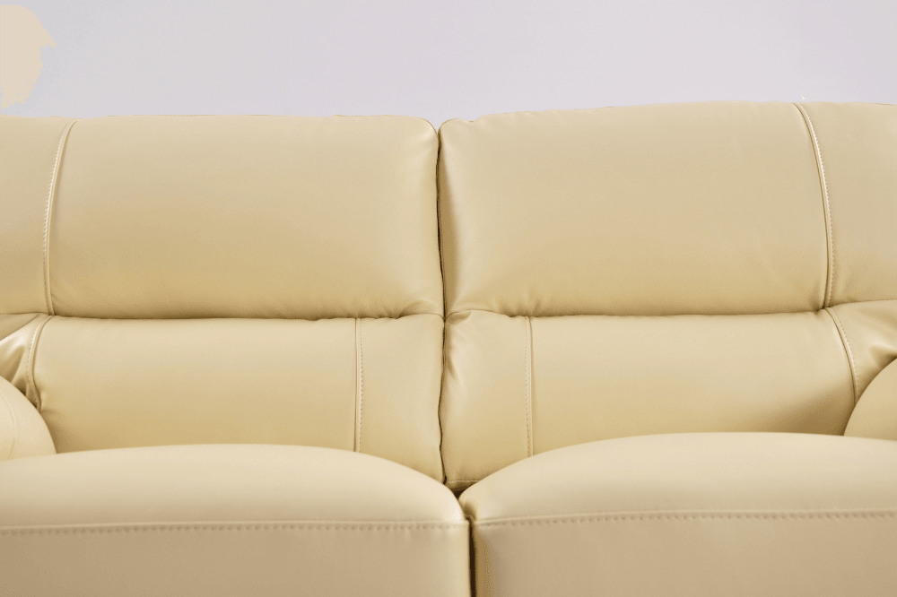 Dalmore Genuine Leather Cream 3 Seater Sofa