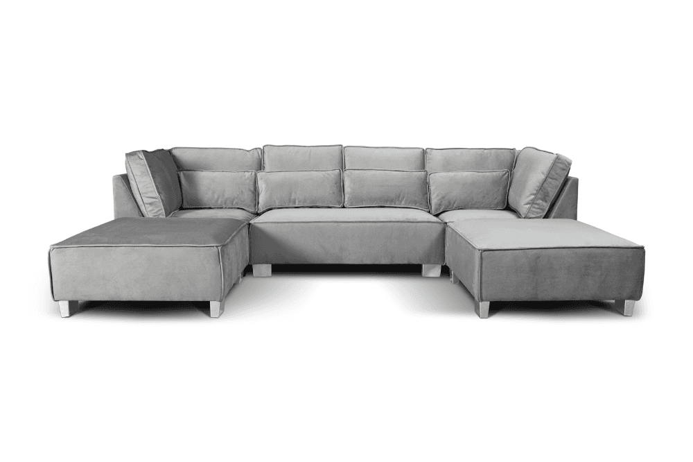 Sloane U Shape Grey Velvet Corner Sofa