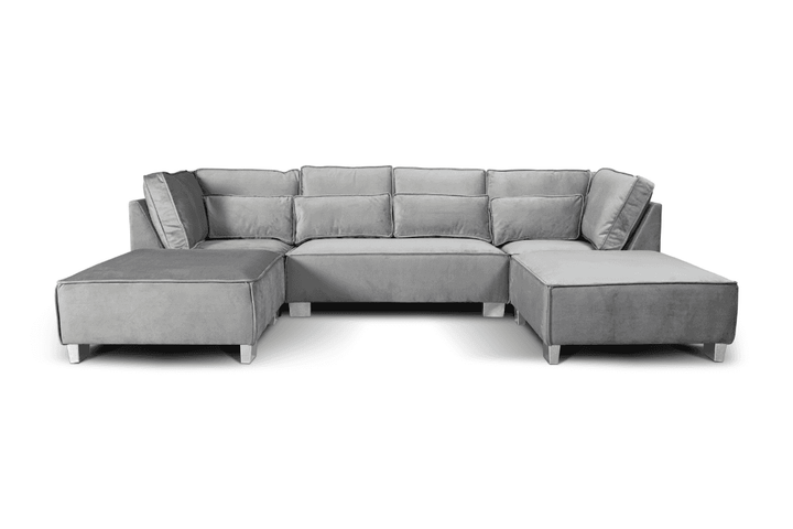 Sloane U Shape Grey Velvet Corner Sofa