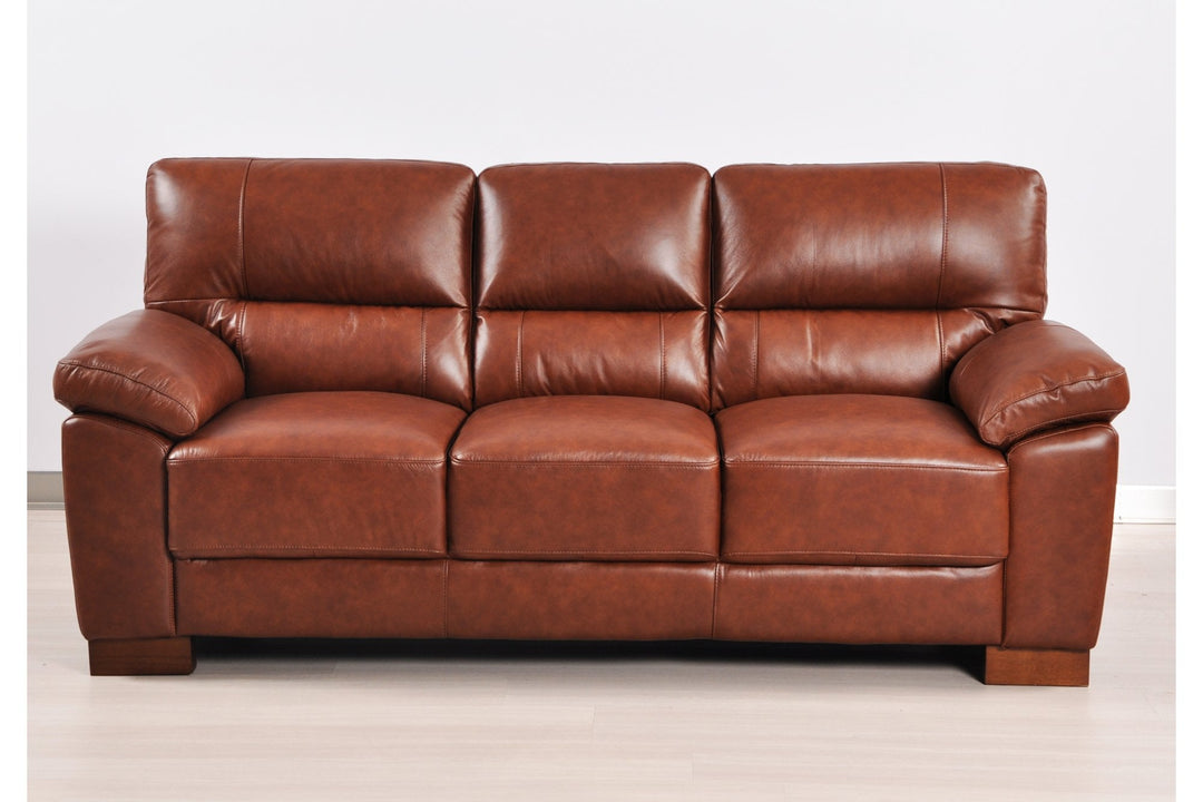 Dalmore Genuine Leather Tan 3 Seater Sofa