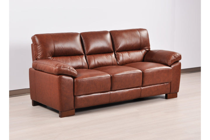 Dalmore Genuine Leather Tan 3 Seater Sofa