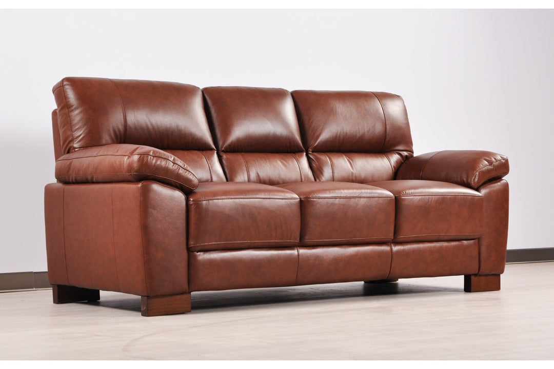 Dalmore Genuine Leather Tan 3 Seater Sofa