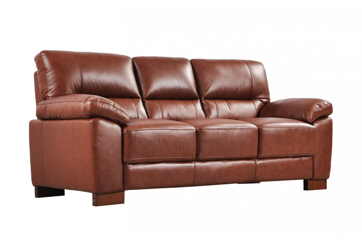 Dalmore Genuine Leather Tan 3 Seater Sofa