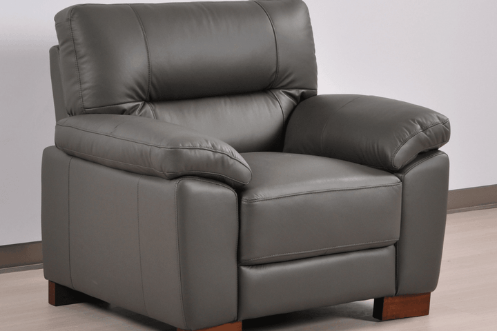 Dalmore Genuine Leather Grey Armchair