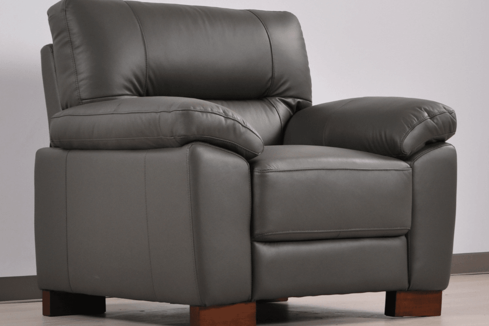 Dalmore Genuine Leather Grey Armchair