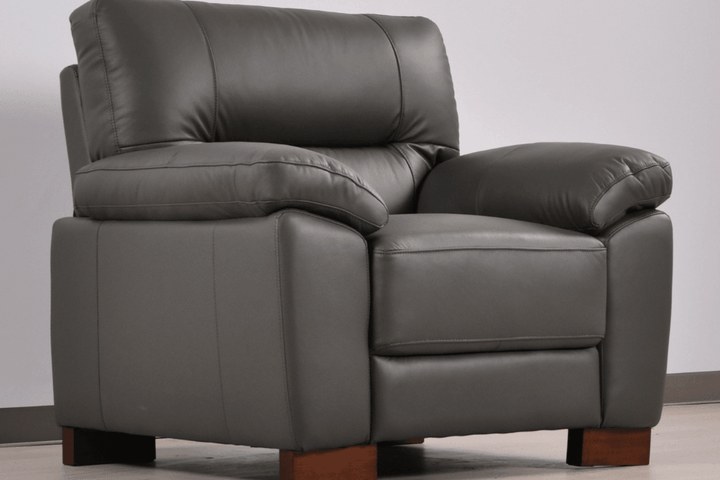 Dalmore Genuine Leather Grey Armchair