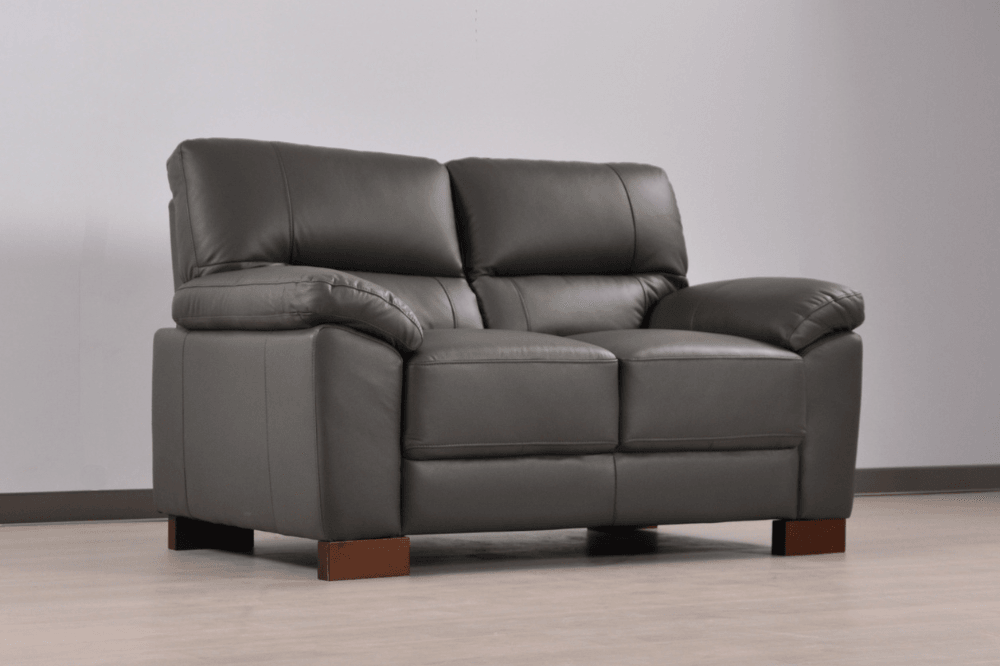 Dalmore Genuine Leather Grey 2 Seater Sofa