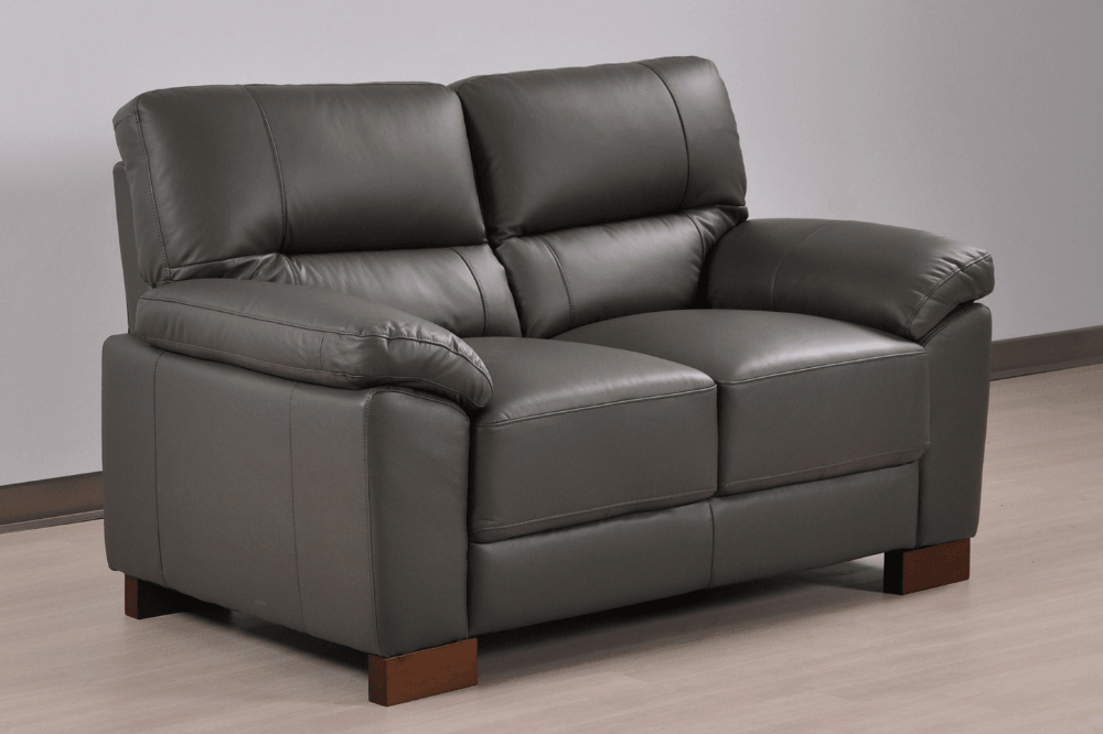 Dalmore Genuine Leather Grey 2 Seater Sofa
