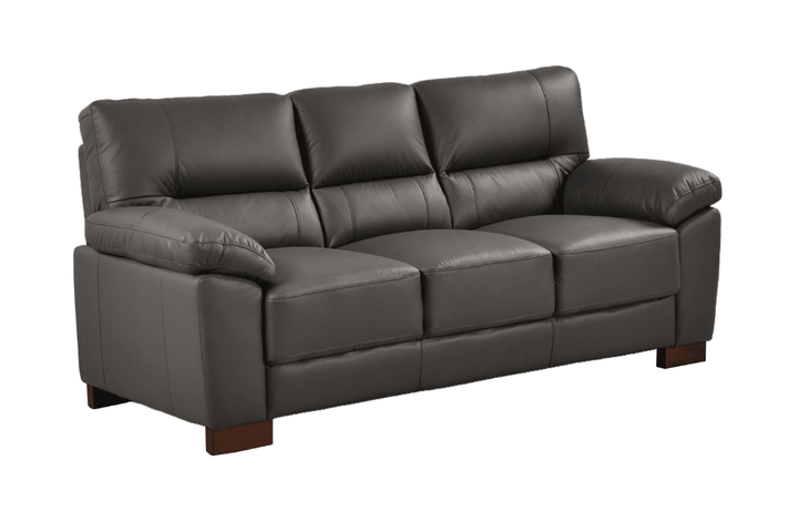 Dalmore Genuine Leather Grey 3 Seater Sofa