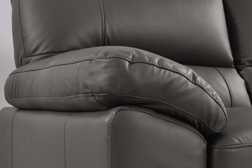 Dalmore Genuine Leather Grey 3 Seater Sofa