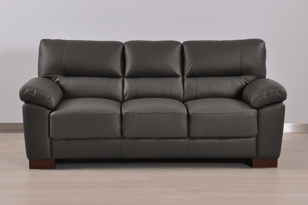 Dalmore Genuine Leather Grey 3 Seater Sofa