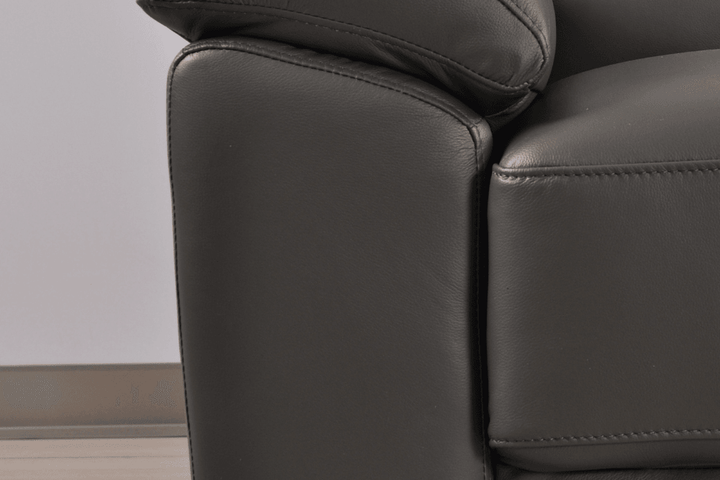 Dalmore Genuine Leather Grey 3 Seater Sofa