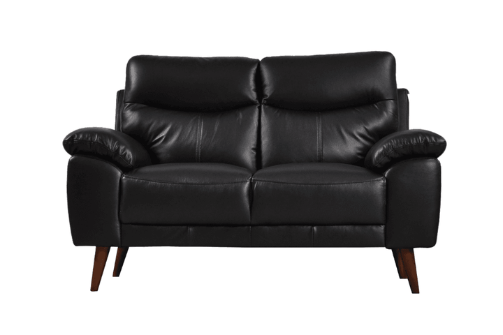 Vantage Genuine Leather Black 2 Seater Sofa