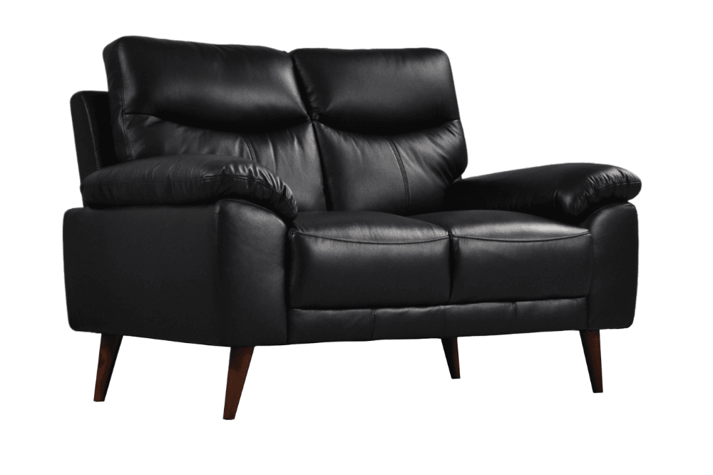 Vantage Genuine Leather Black 2 Seater Sofa