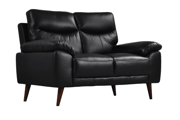 Vantage Genuine Leather Black 2 Seater Sofa