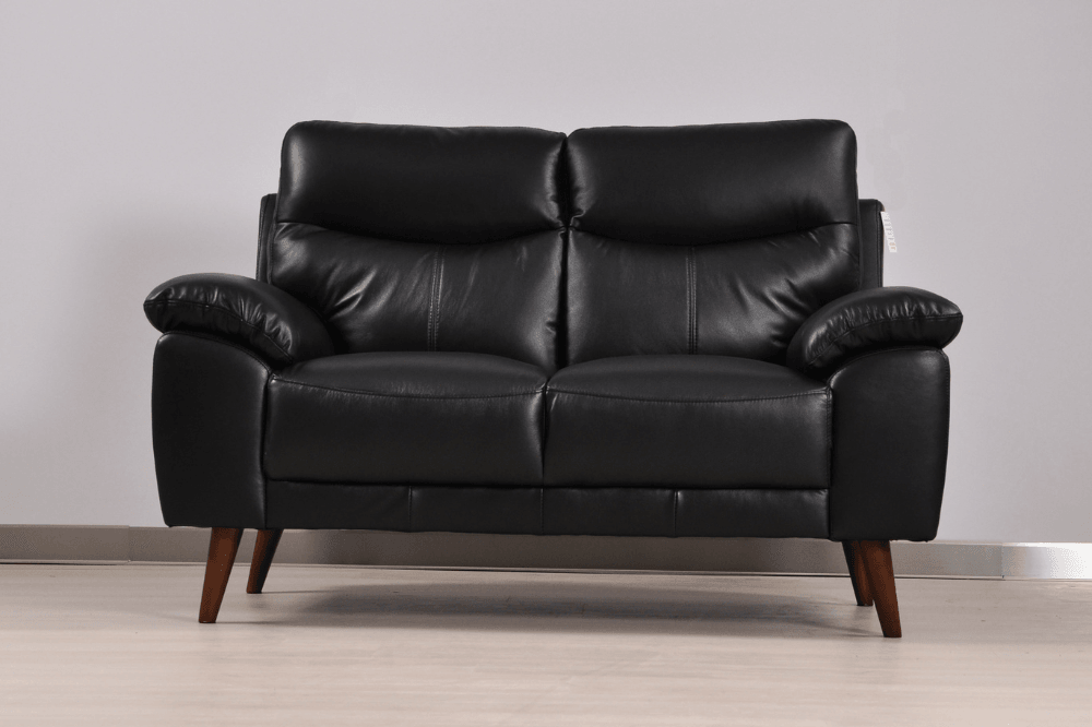 Vantage Genuine Leather Black 2 Seater Sofa