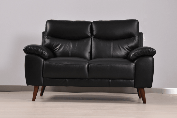 Vantage Genuine Leather Black 2 Seater Sofa
