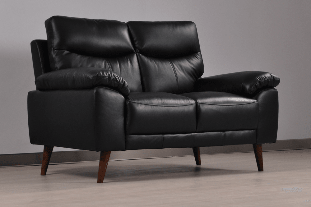 Vantage Genuine Leather Black 2 Seater Sofa