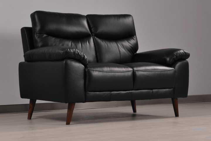 Vantage Genuine Leather Black 2 Seater Sofa