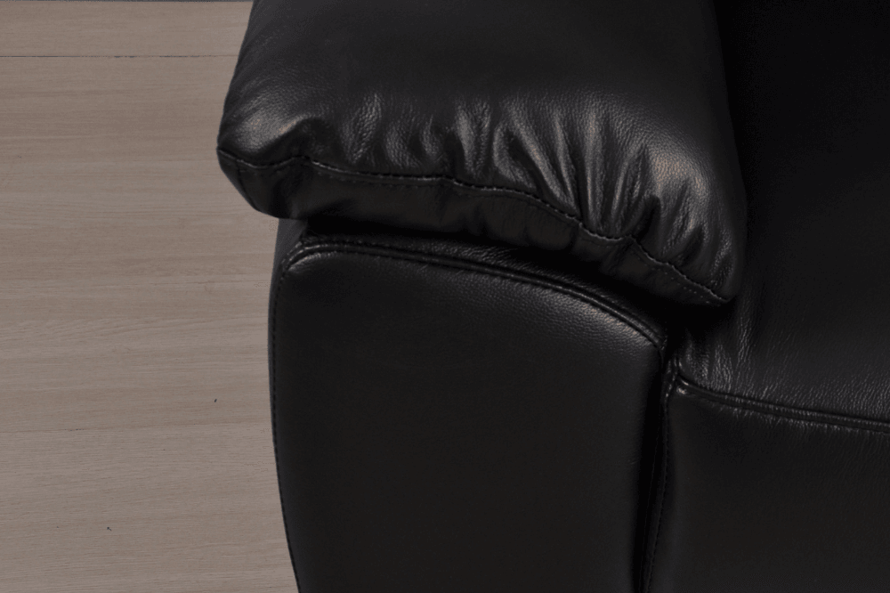 Vantage Genuine Leather Black 2 Seater Sofa