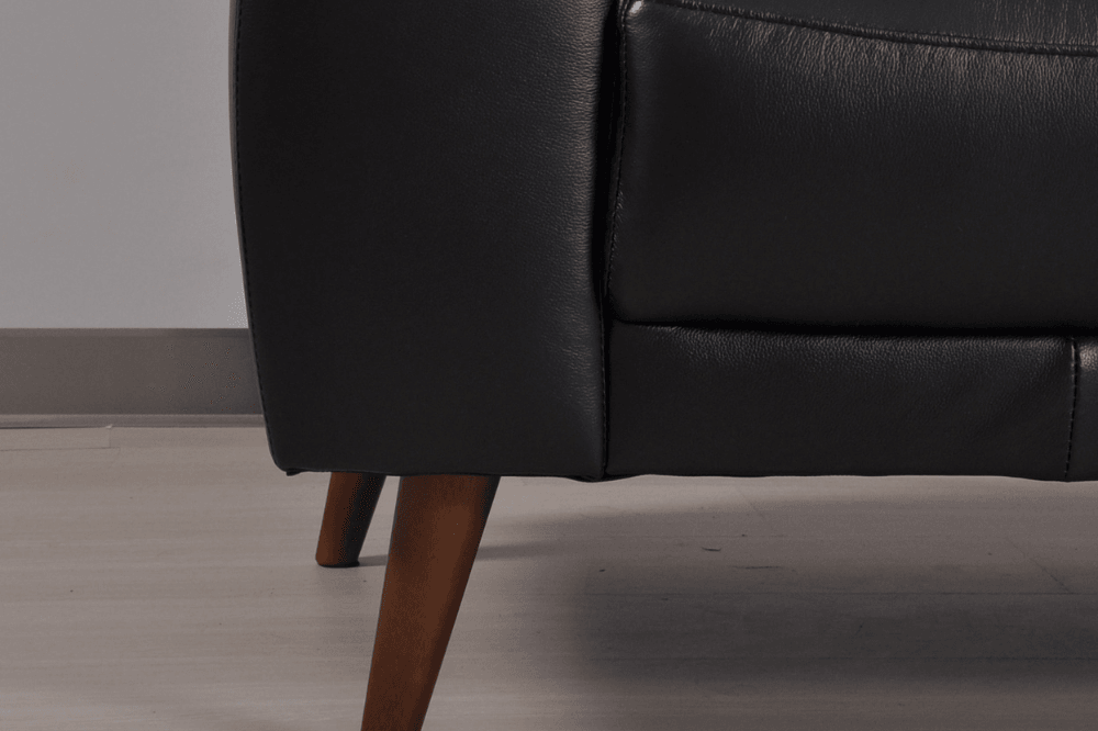 Vantage Genuine Leather Black 2 Seater Sofa