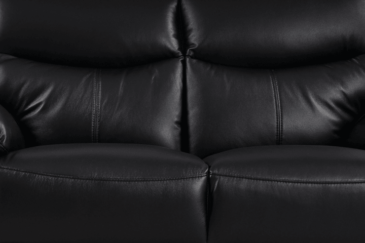Vantage Genuine Leather Black 2 Seater Sofa