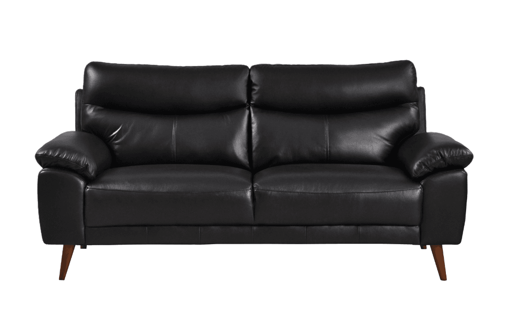 Vantage Genuine Leather Black 3 Seater Sofa