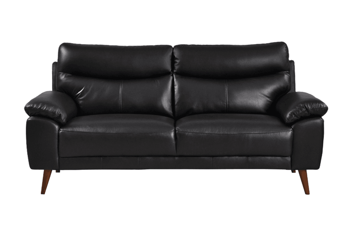 Vantage Genuine Leather Black 3 Seater Sofa