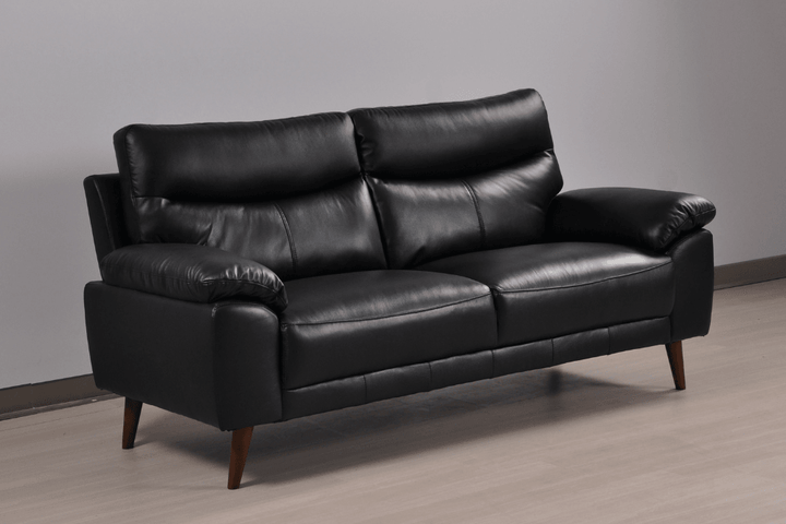 Vantage Genuine Leather Black 3 Seater Sofa