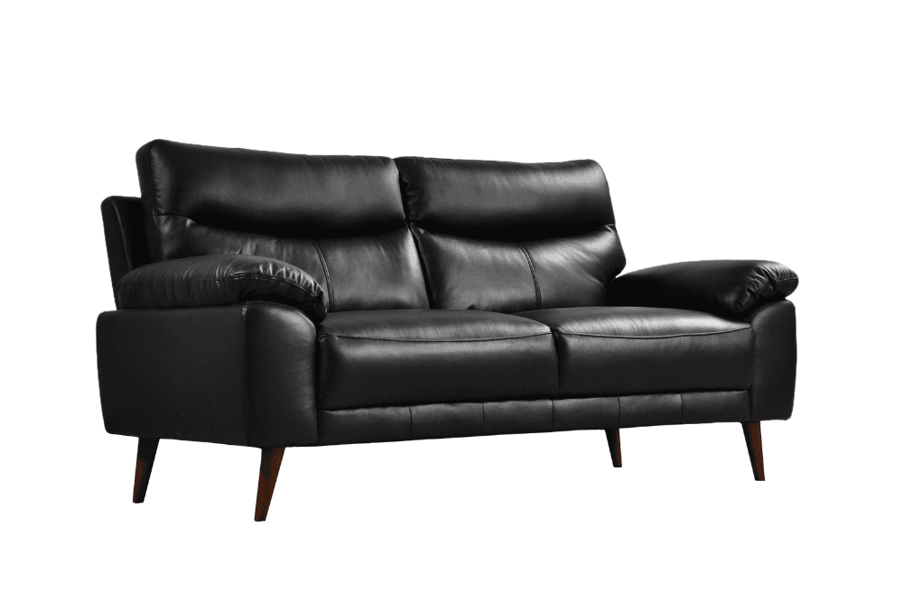 Vantage Genuine Leather Black 3 Seater Sofa