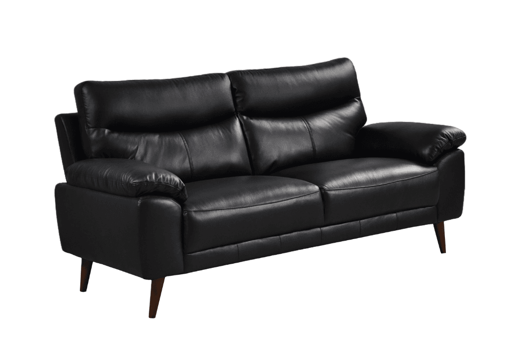 Vantage Genuine Leather Black 3 Seater Sofa