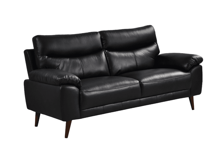 Vantage Genuine Leather Black 3 Seater Sofa