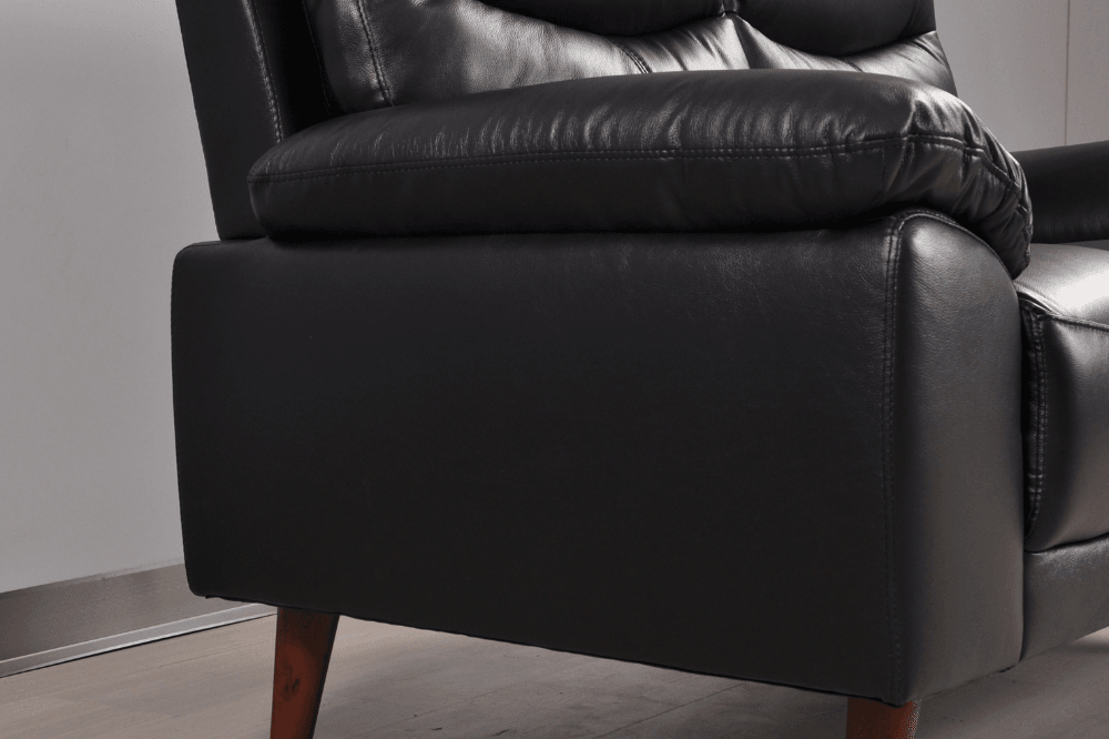 Vantage Genuine Leather Black 3 Seater Sofa