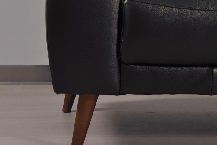 Vantage Genuine Leather Black 3 Seater Sofa