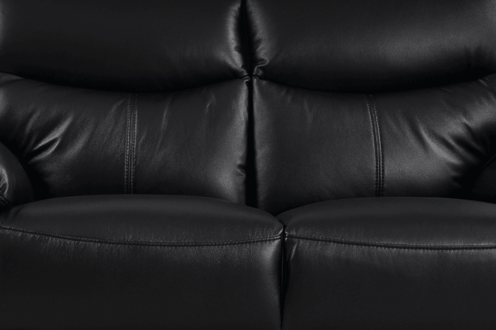 Vantage Genuine Leather Black 3 Seater Sofa