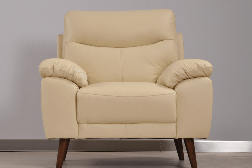 Vantage Genuine Leather Cream Armchair
