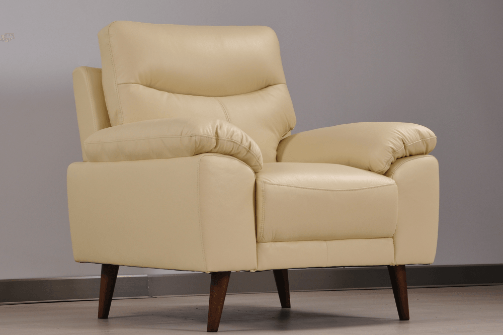 Vantage Genuine Leather Cream Armchair
