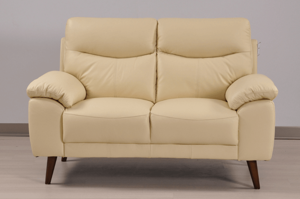 Vantage Genuine Leather Cream 2 Seater Sofa