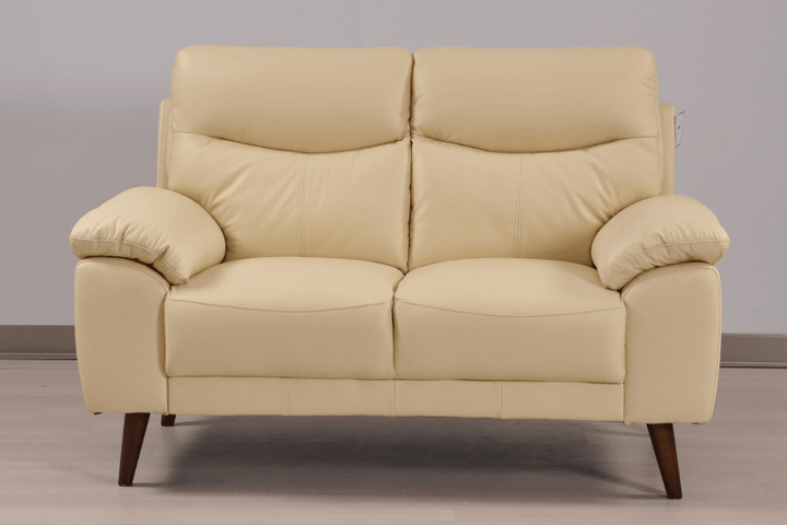 Vantage Genuine Leather Cream 2 Seater Sofa