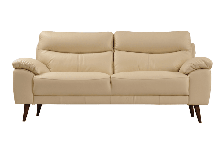 Vantage Genuine Leather Cream 3 Seater Sofa