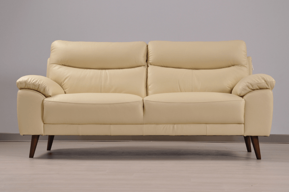 Vantage Genuine Leather Cream 3 Seater Sofa