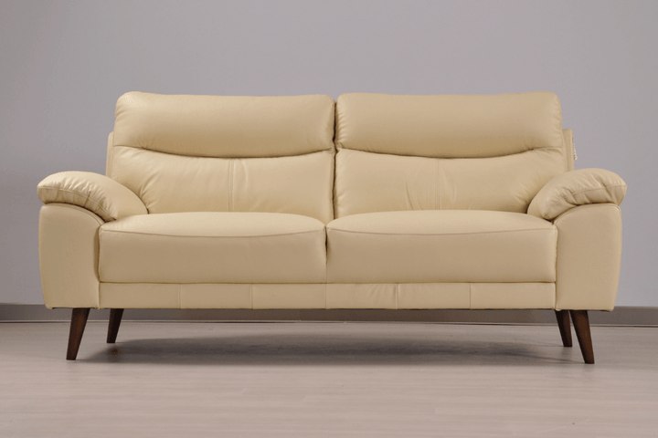 Vantage Genuine Leather Cream 3 Seater Sofa