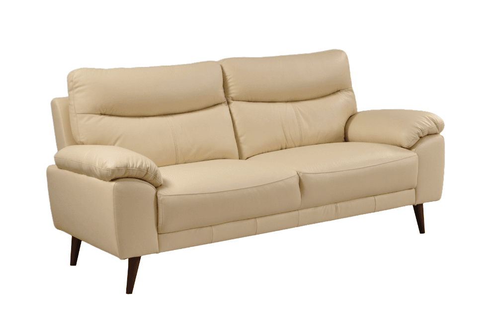 Vantage Genuine Leather Cream 3 Seater Sofa