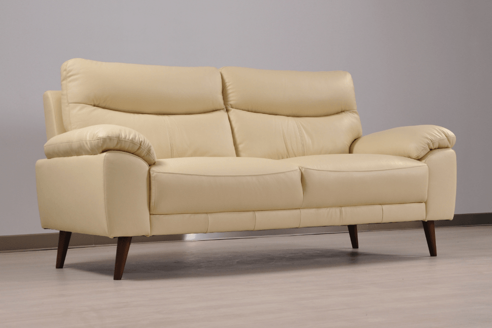 Vantage Genuine Leather Cream 3 Seater Sofa