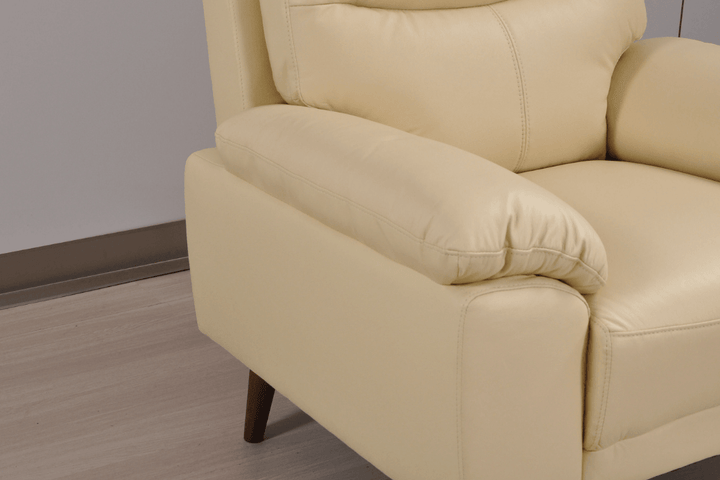 Vantage Genuine Leather Cream 3 Seater Sofa