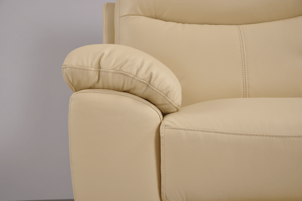 Vantage Genuine Leather Cream 3 Seater Sofa