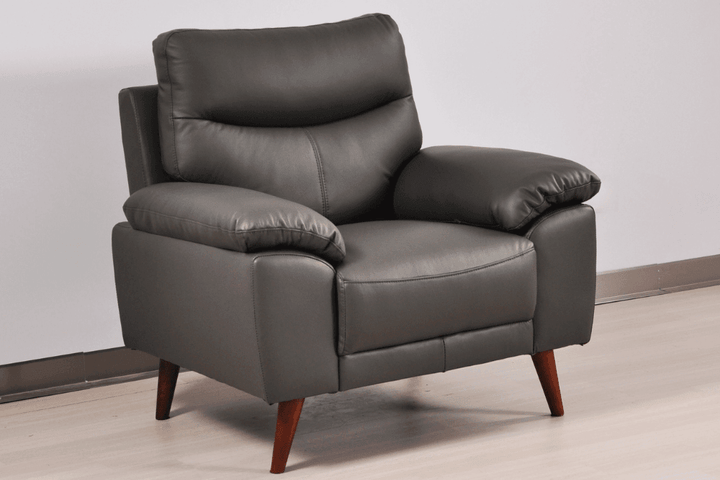 Vantage Genuine Leather Grey Armchair