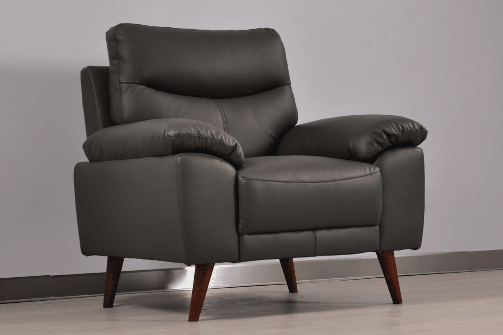 Vantage Genuine Leather Grey Armchair