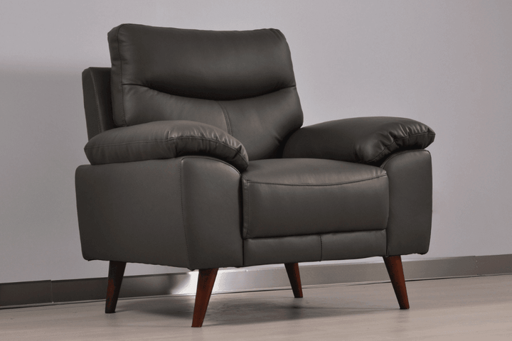 Vantage Genuine Leather Grey Armchair
