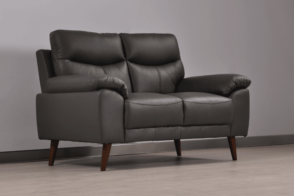 Vantage Genuine Leather Grey 2 Seater Sofa